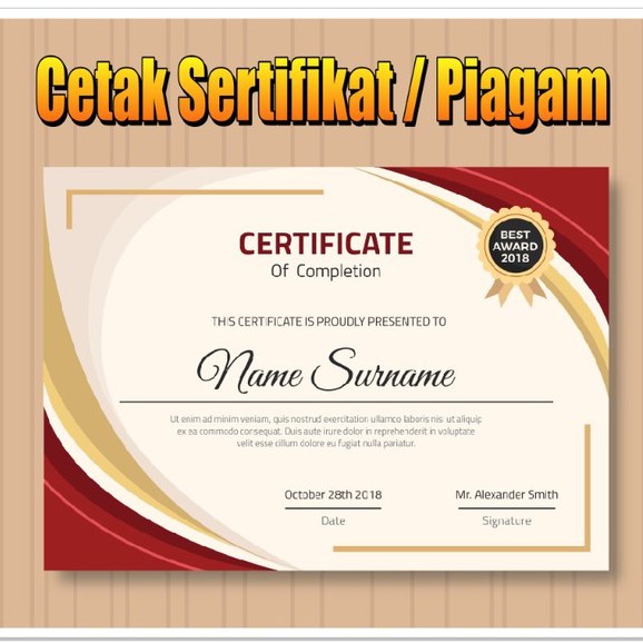 

Cetak Sertifikat / Cetak Piagam / Dokumen (Bahan, Linen Putih, Art Paper, Bufallo) Murah