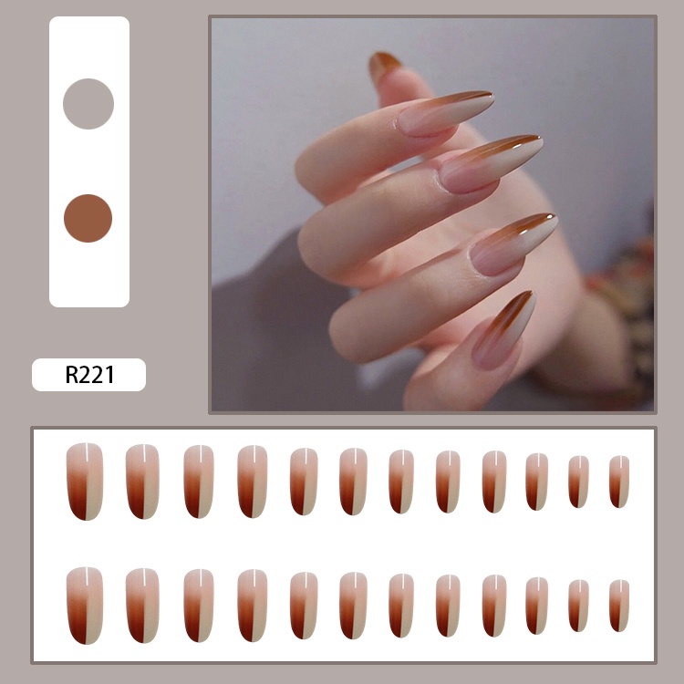 24pcs / Set Kuku Palsu Jelly Dengan Perekat Untuk Nail Art