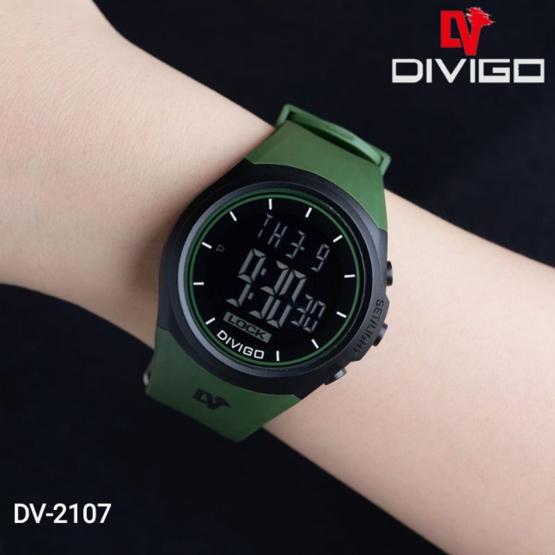 (Grosir)Jam Tangan Pria Divigo Dv2107 Digital Anti Air Strap Rubber(Terima Cod)