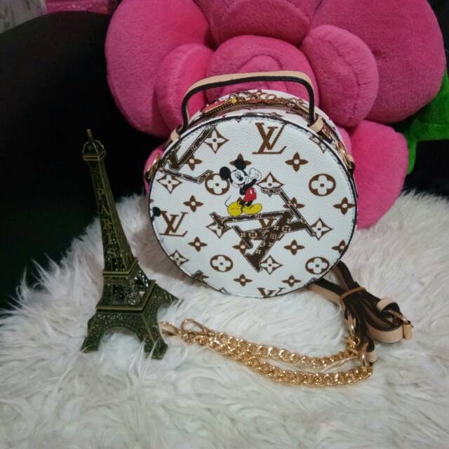 Tas lv mickey bulat putih