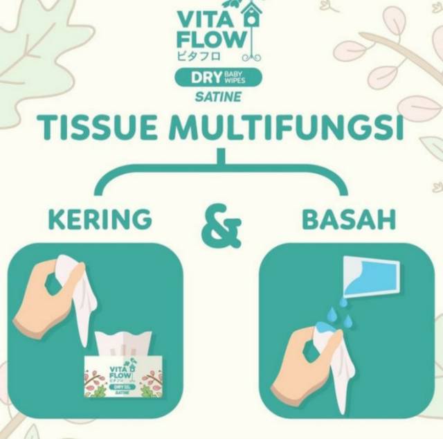 (FREE POUCH) VITAFLOW Dry Tissue  Satine 100s Multipurpose Dry Wipes  Filter Masker