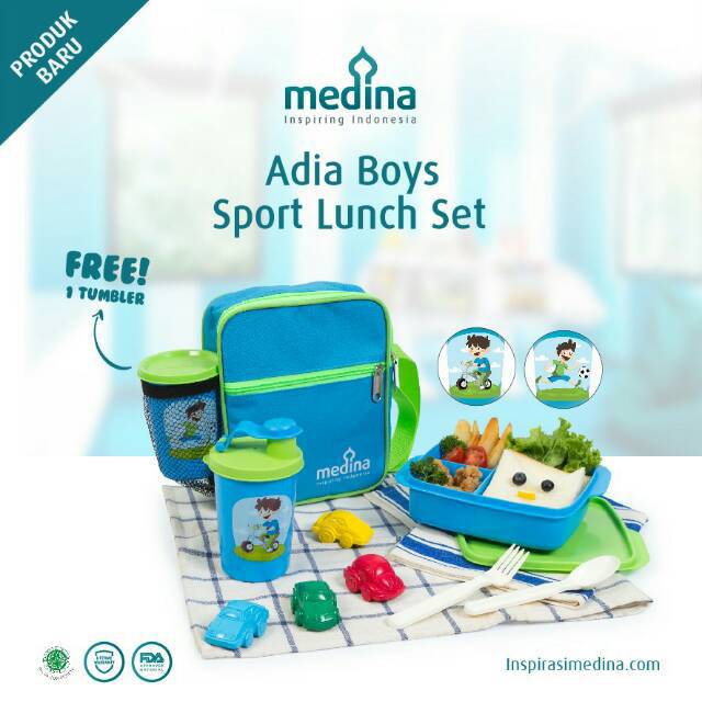 ADIA BOYS PLAY N SPORT LUNCH/TEPAK MAKAN/KOTAK MAKAN/LUNCH BOX/TUPPERWARE/LUNCH SET/KOTAK MAKAN ANAK