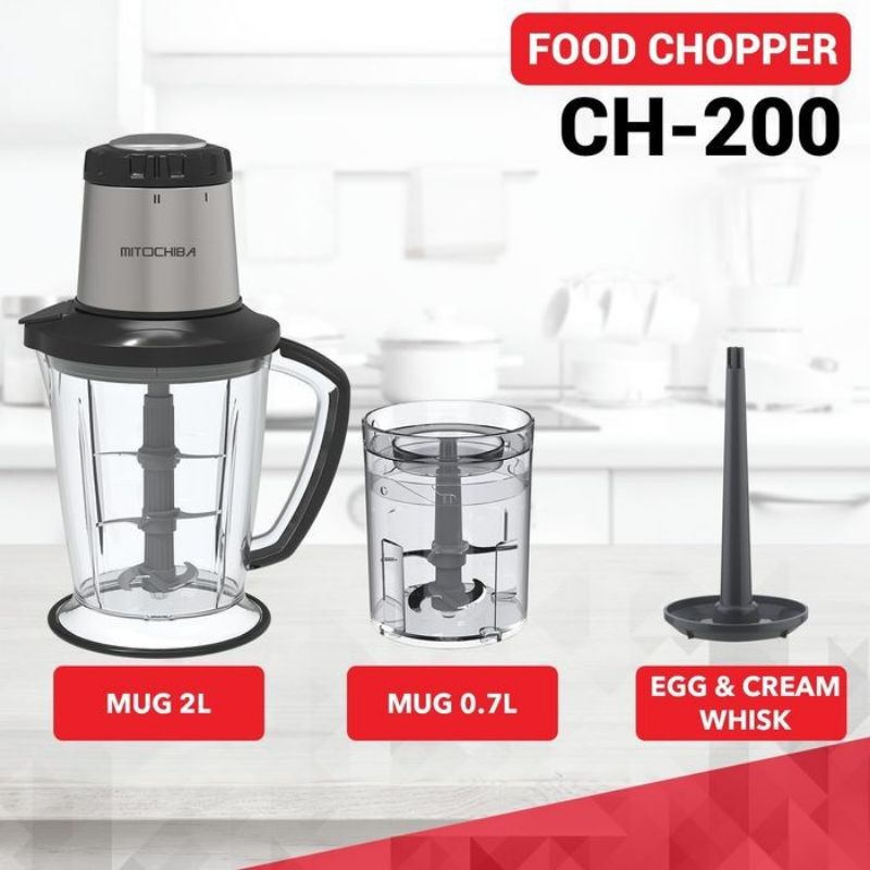 Mitochiba CH 200 Food Processor / Chopper / Blender / Penggiling Daging Bumbu Es Jus / Choper CH200