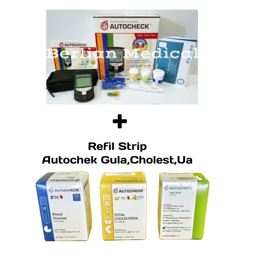 STRIP AUTOCHECK GULA , ASAM URAT , KOLESTEROL / STIK AUTO CHECK AUTOCEK GDA CHOLESTROL URID ACID