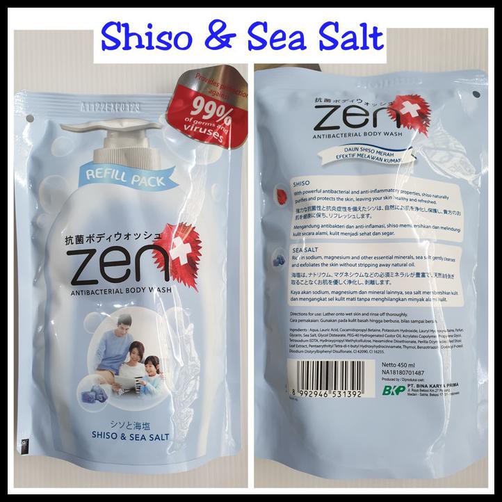 Yoqw Promo Zen Antibacterial Body Wash Refill 450Ml - Sabun Mandi Cair - Putih Rbcn