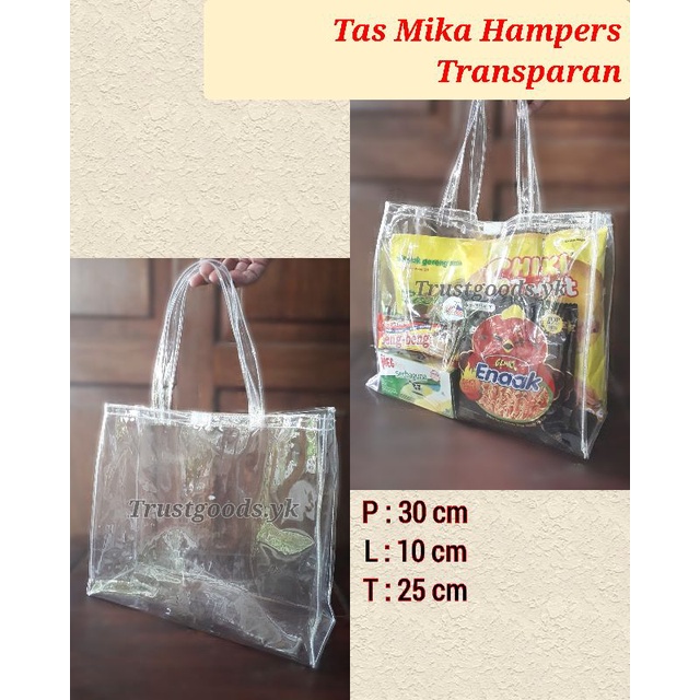 

Tas Mika PVC Transparan 30x10x25 cm Hampers/Souvenir/Kado