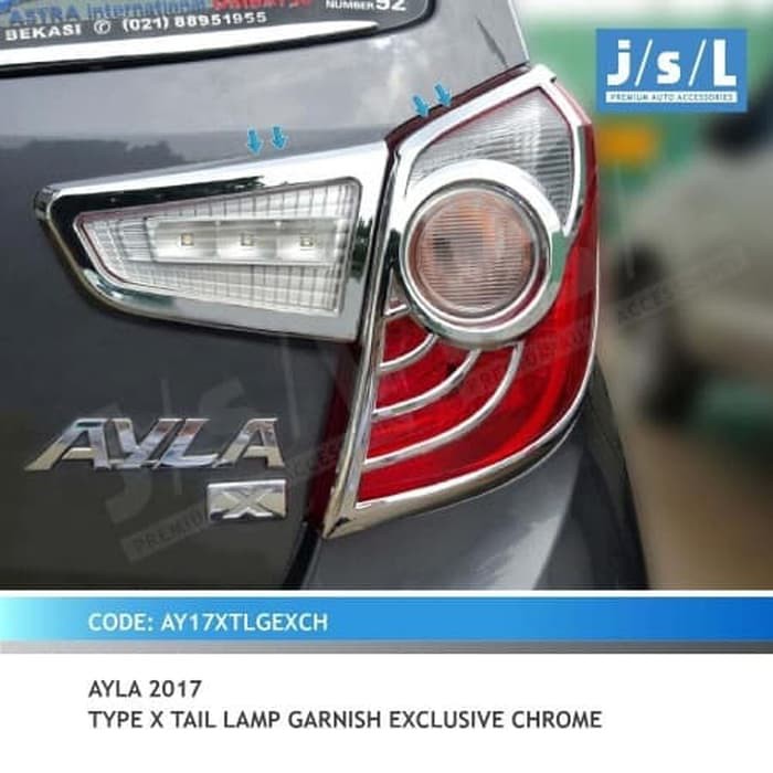 Garnish Lampu Belakang New AYLA 2017 tipe X Exclusive Chrome
