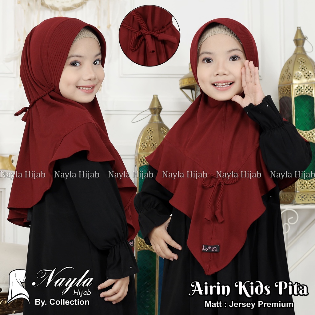 Kerudung Anak Tali Kepang AIRIN KIDS PITA Hijab Instan Anak Jersey Airis Terbaru Nayla Hija'b