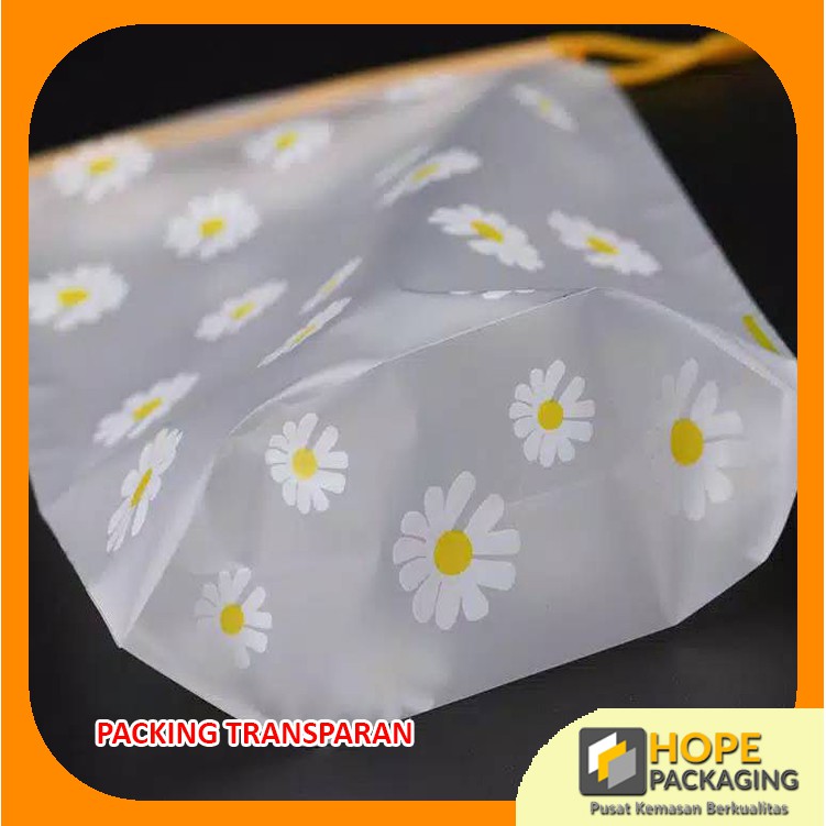 [ 5 pcs ] Travel Pouch Serut Flower Transparan Ukuran S Dan M