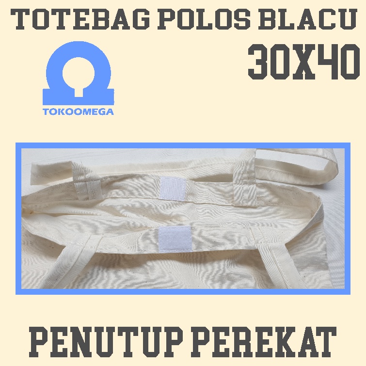 Omegabag Tote Bag Polos Blacu Cream Premium 30x40