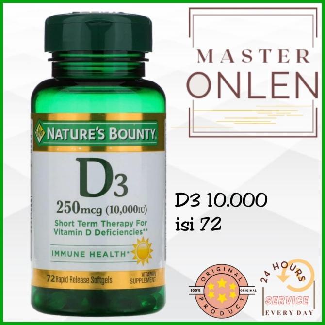 Nature's Bounty Vitamin D3 10000 iu 72 SG Nature bounty D3 10000iu Usa Lc