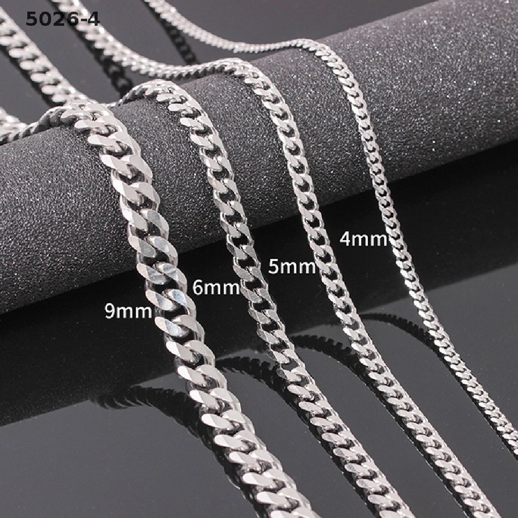 5026-4 Size 4-6mm Men's Necklace Stainless Steel Cuban Link Chain Hip Hop Jewelry Gift 5026-4