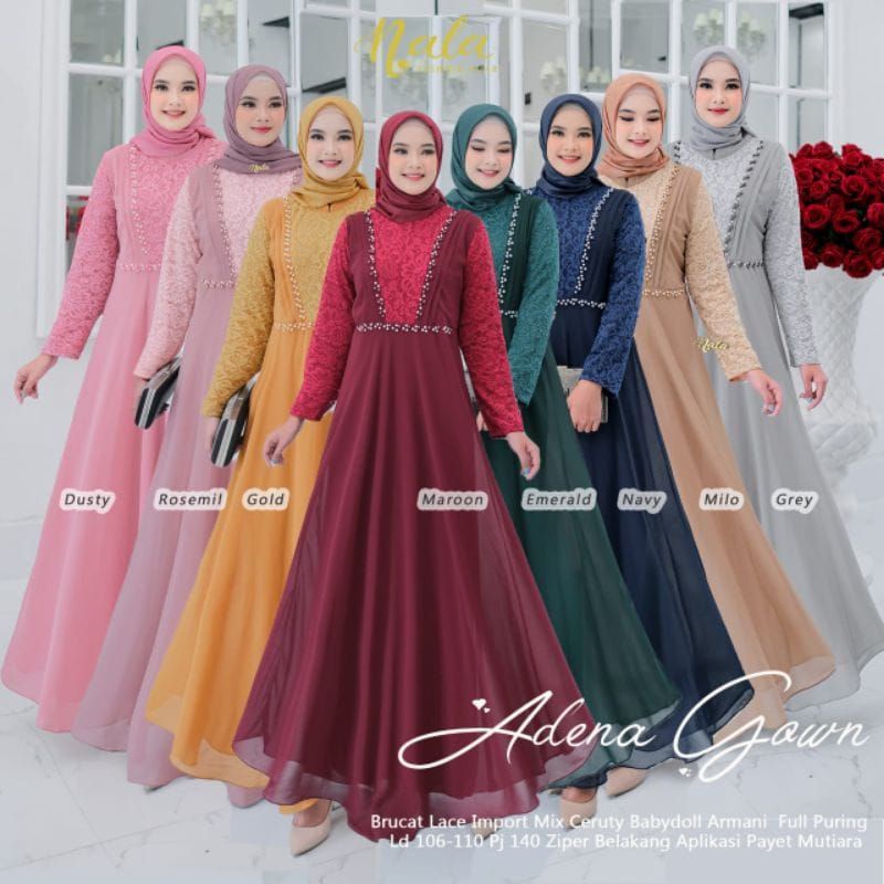 Adena gown // gamis ceruty babydol kombinasi burkat