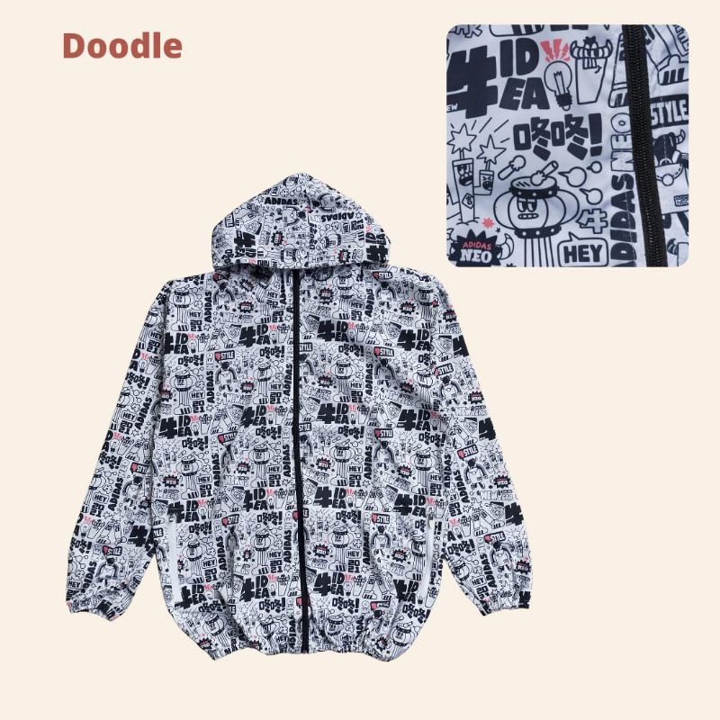 JAKET PARASUT CEWEK PRINTING/ JAKET OLAHRAGA WANITA WATERPROOF/ JAKET SEPEDA GOWES/ JAKET RUNNING/ JAKET PRINTING MURAH-Doodle