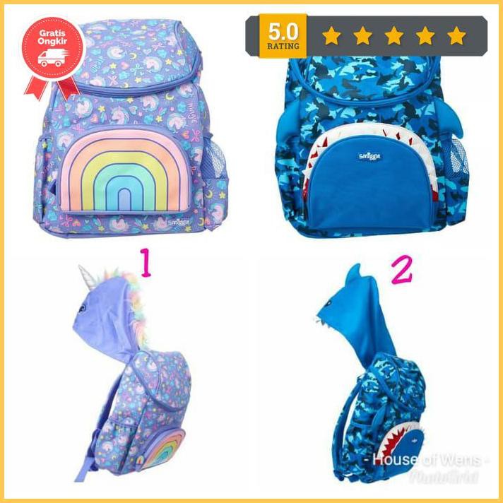 Smiggle Hoodie Junior Character Backpack - Tas Backpack Smiggle - Biru Muda Ready789