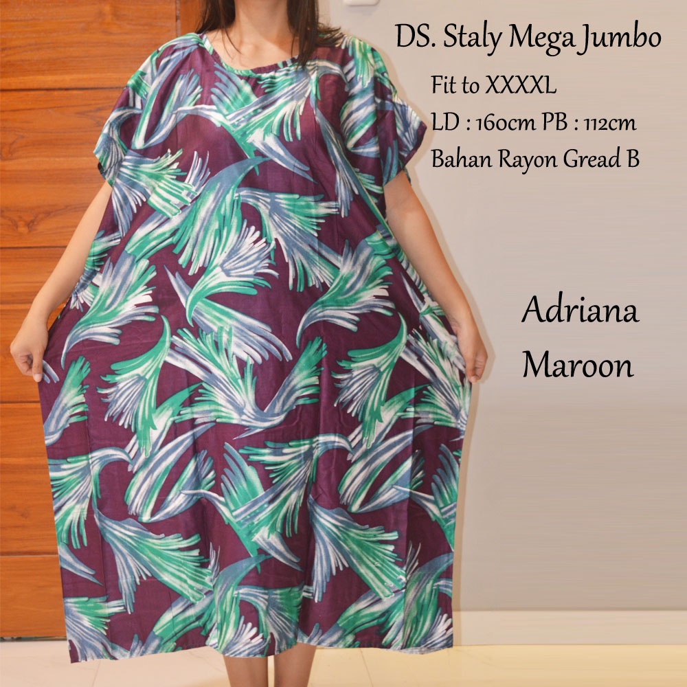 Daster Mega Jumbo Staly LD 160cm || Daster Jumbo Murah-Adriana Maroon A
