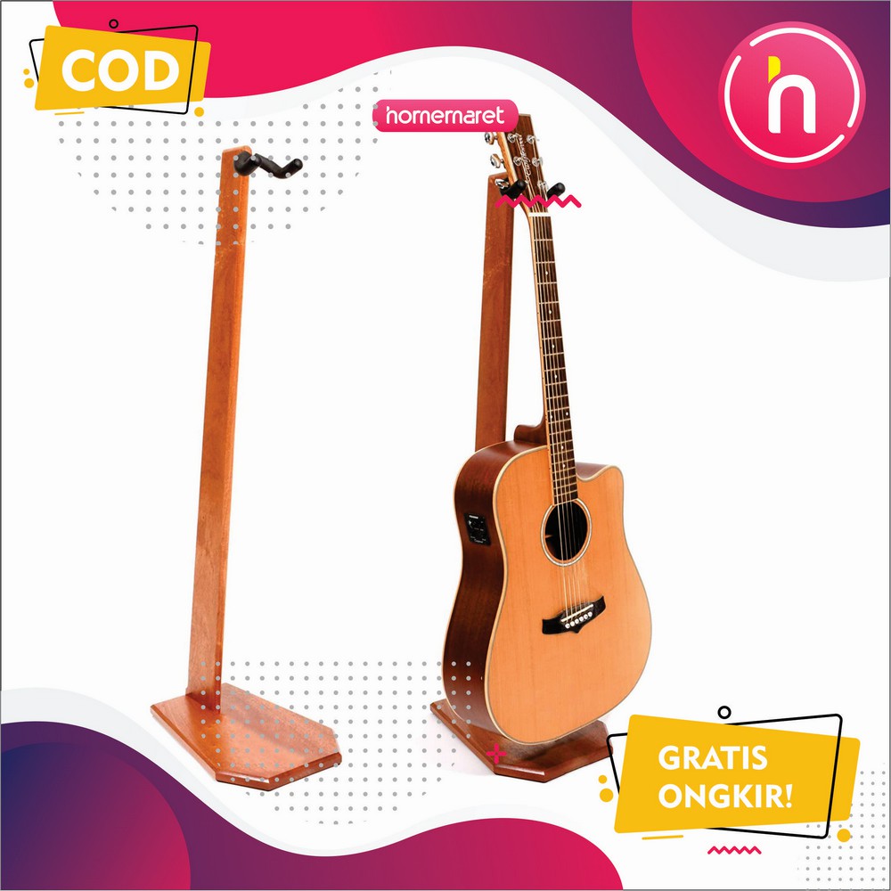 Dudukan Penyangga Stand Gitar Kayu - akustik - elektrik - kayu mahoni - handmade