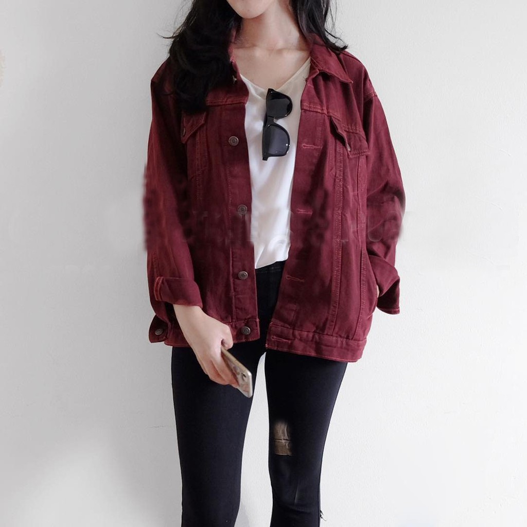 Jaket Jeans/jaket Maroon/jaket Levis/Jaket Wanita/ Levis/ Bioblizt/ Garment/Maroon/Wanita