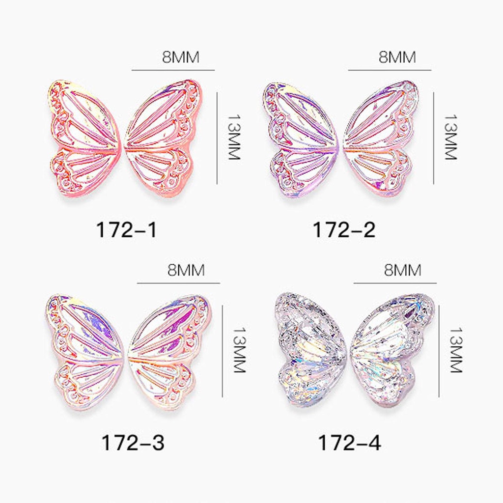 AUGUSTINA Agustin 3D Nail Art Dekorasi Hologram Gelombang Strip Sayap Kupu-Kupu Perhiasan Kuku