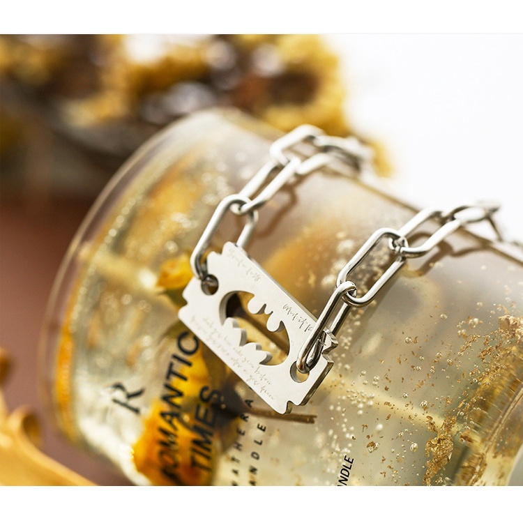 Smiley titanium baja musim gugur/musim dingin sweter jaringan razor blade punk bermutu tinggi pria d