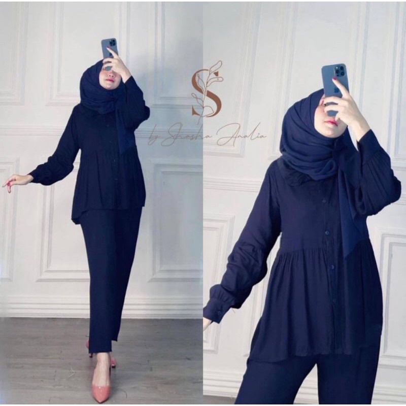 PGMT - TERMURAH POPPY ONE SET SETELAN KEMEJA RAYON