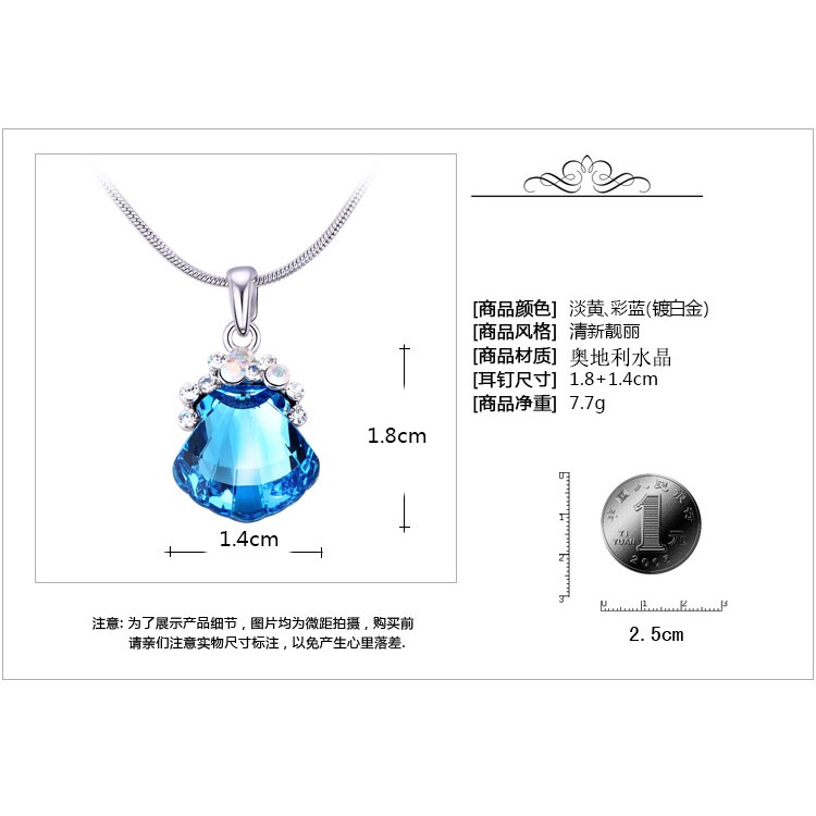 Ocean Treasure Kalung Kristal Swarovski Wanita Cewek Mewah Elegan Impor Kado Hadiah Ultah Seashell