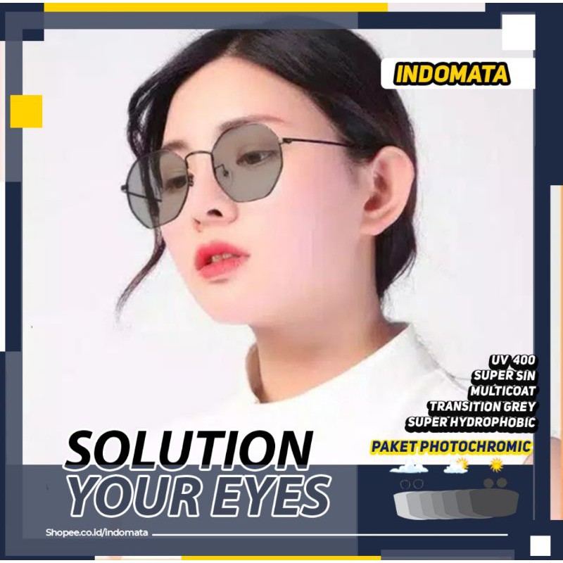 Kacamata Wanita Segi Enam Unik Gratis Lensa Photocromic