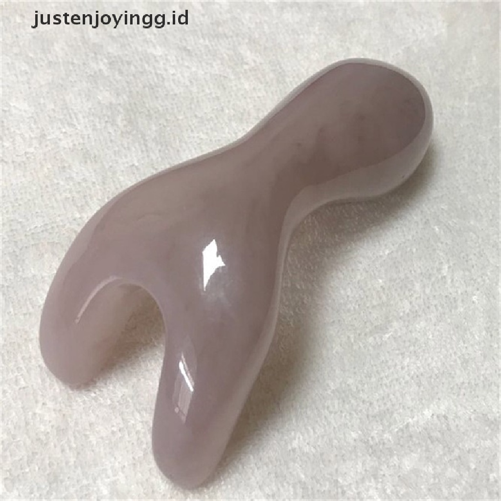 Papan Pijat Gua Sha Batu Kuarsa Rose Natural Untuk Wajah Leher Tubuh