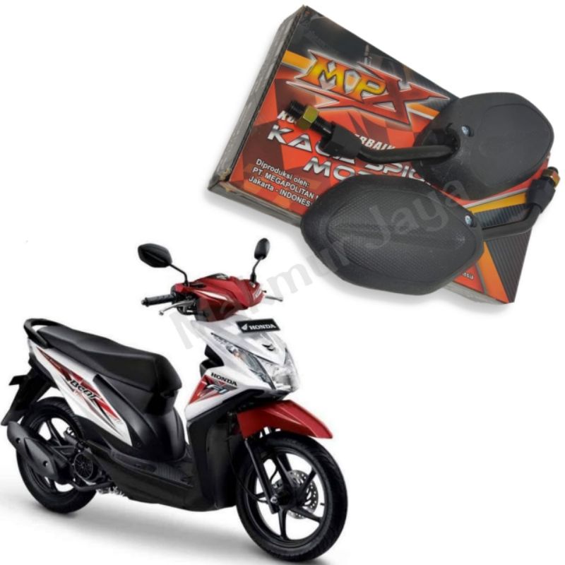 Kaca Spion Honda Beat Gagang Mini Tangkai Black original Standar Drat Honda Beat Fi Beat Injeksi Beat Pop Vario Dll