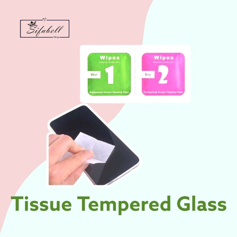 Tissue Tempered Glass Wipes Wet dan Dry Tisu Pembersih Layar Handphone Basah dan Kering