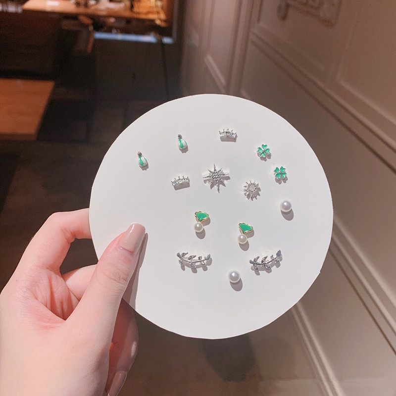 We Flower 7 Pairs S925 Silver Snowflake Butterfly Dolphin Stud Earrings Set for Women Girls Chic Ear Jewelry-17