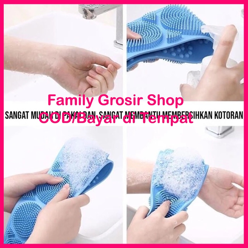 Sikat punggung silikon mandi dua sisi multifungsi membersihkan/memijat, Silicone Brushes Bath Towel