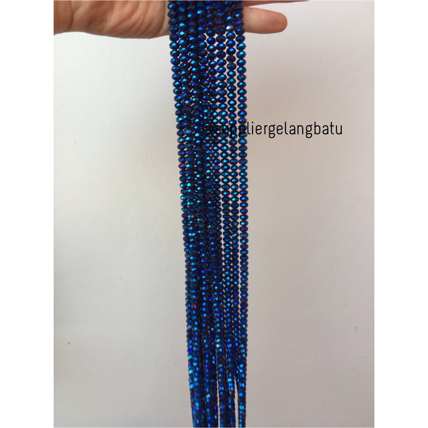 kristal Ceko Doff 6mm BIRU METALIK kilap payet manik baju premium grad aksesoris beads craft grosir