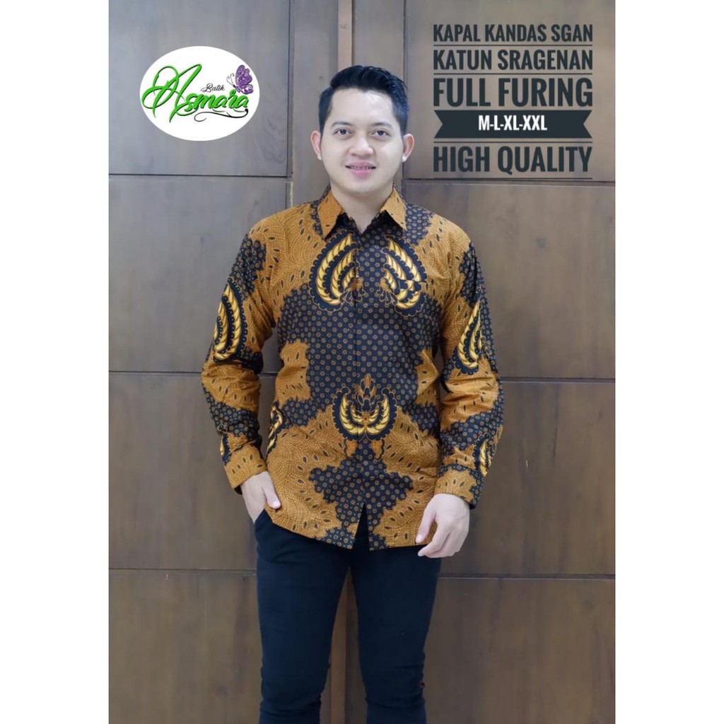 KAPAL KANDAS SOGAN Kemeja Batik Pria Lengan Panjang Katun Halus FULL FURING Batik Asmara