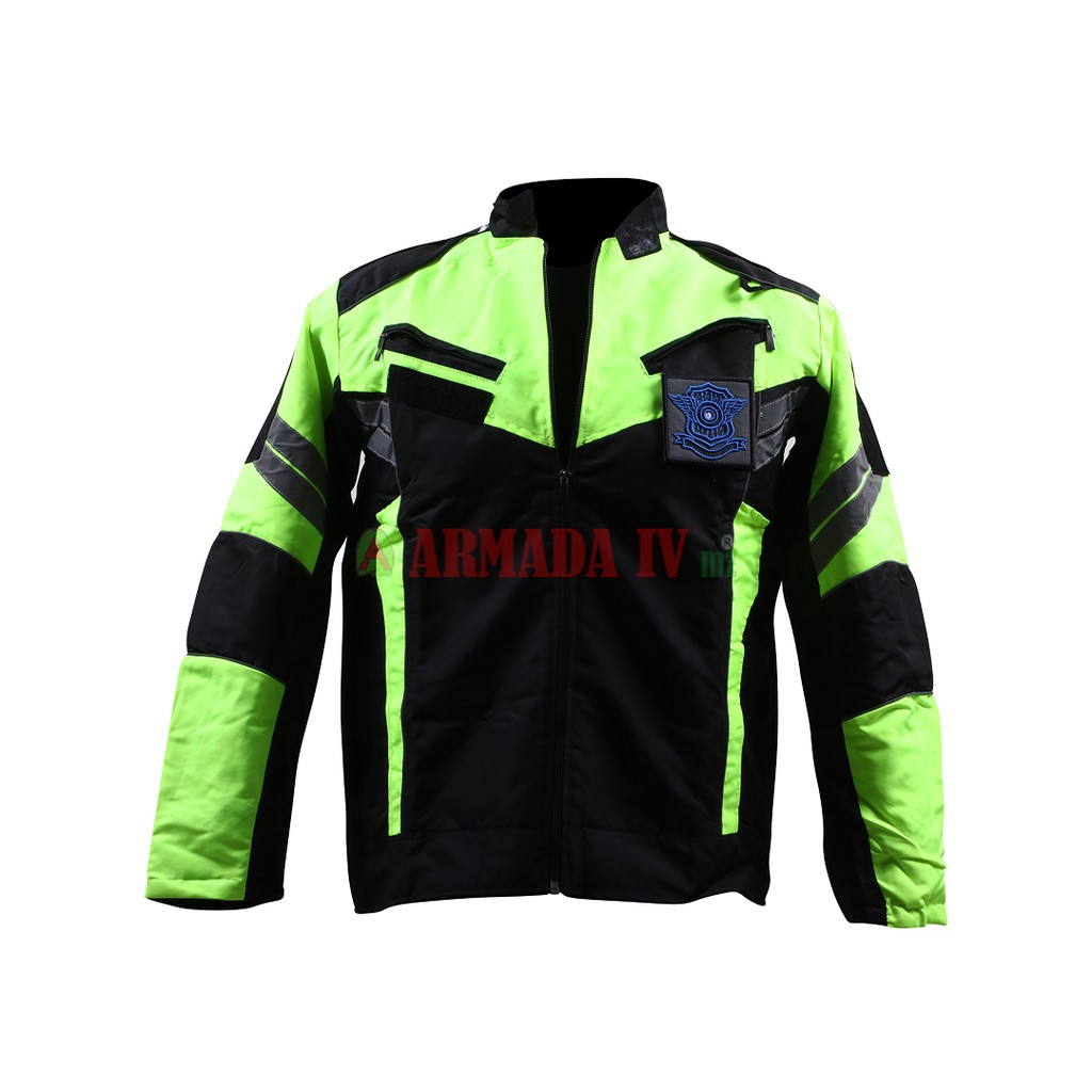 Jaket Parasut Waterproof Logo Lantas Hijau/Hitam