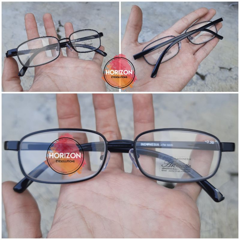 kacamata baca (+) lensa plus pria wanita frame besi 5005