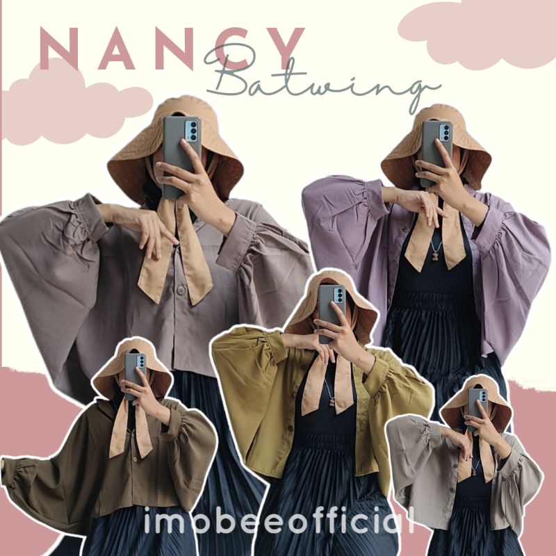 NANCY BATWING POLOS // BLOUSE KEMEJA OUTER WOLFIS BATWING KANCING