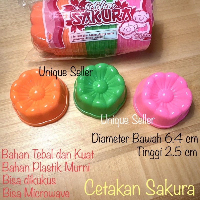 Cetakan Kue Sakura Plastik isi 12 pcs / Cetakan Bunga Sakura / Cetakan Puding / Cetakan Pudding Agar2 Jelly / Cetakan Putu Ayu / Cetakan Bolu Sakura BL Product isi 12