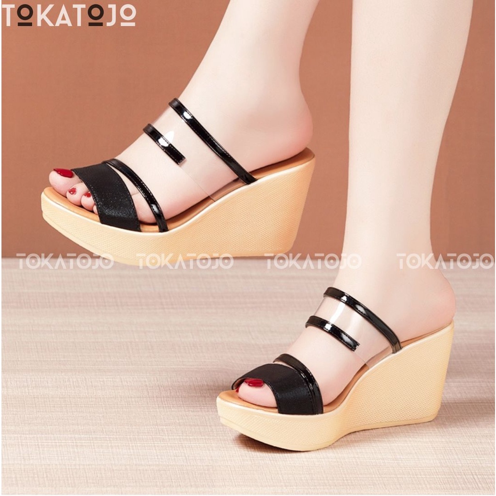 SANDAL WEDGES PESTA NEW FASHION KOREA TERBARU TOKATOJO FASHION MIKA PREMIUM SANDAL WEDGES WANITA CASUAL