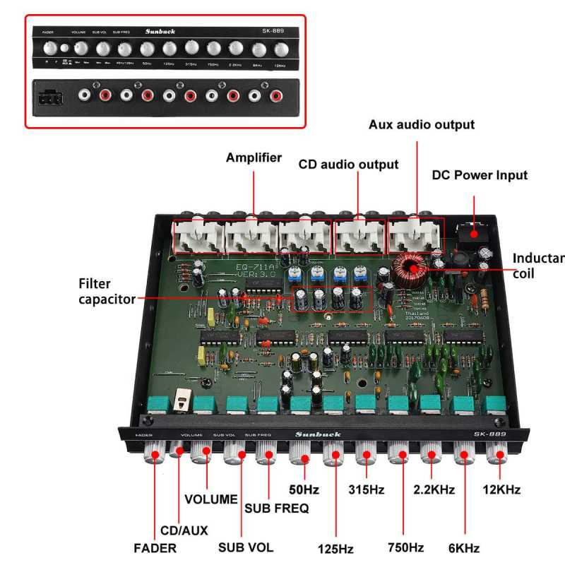 Preamp Parametric Equalizer Karaoke Mobil  Bluetooth USB Karaoke Pre Amp Equalizer