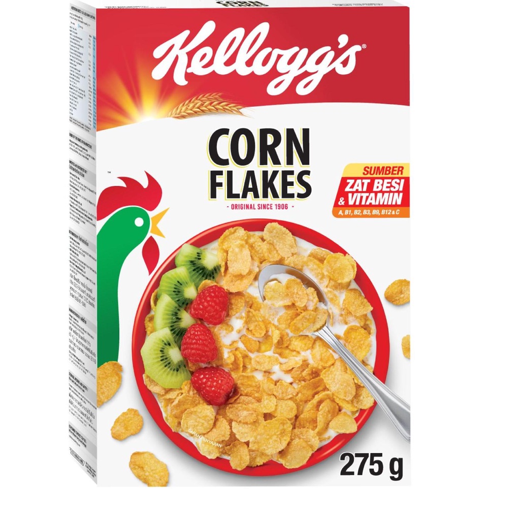 

Barang Ori% Kelloggs Corn Flakes Cereal 275 gr & Greenfields Full Cream 250ml d42₧
