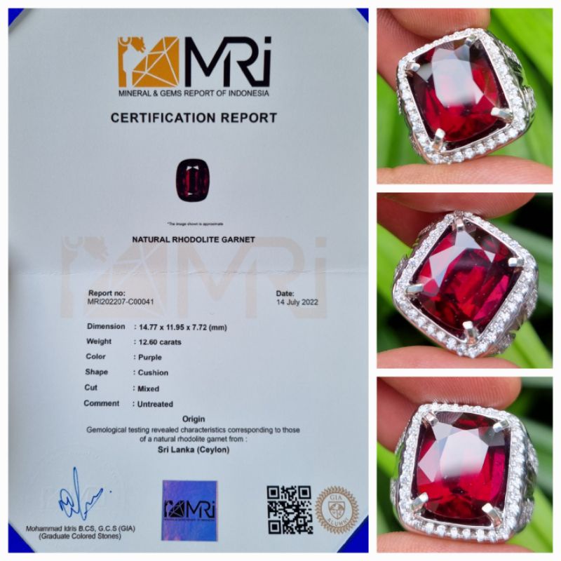 Natural Purple Rhodolite Garnet Ceylon Srilanka Serti