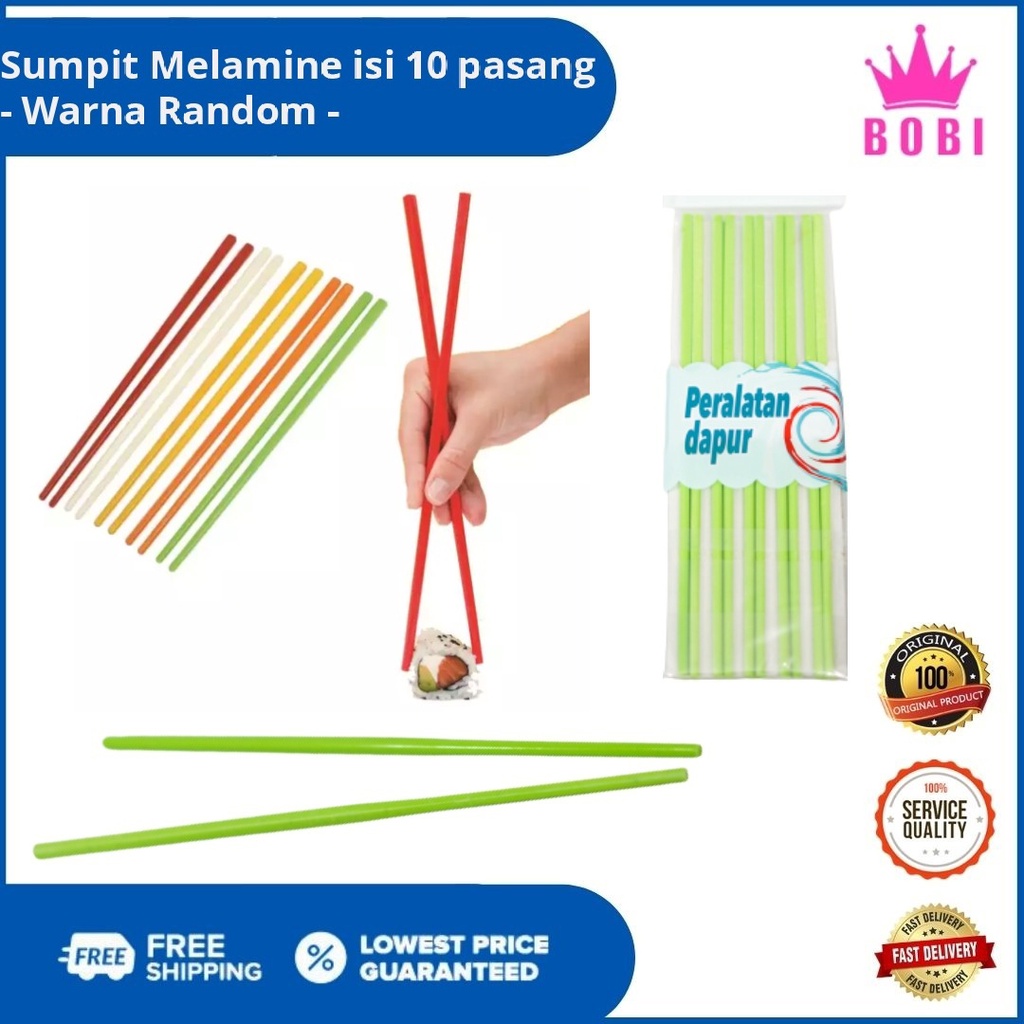 Sumpit Melamine 10 Pasang - Melamine Chopstick 10 Set - Sumpit Mie  Uk. 24cm (Warna Random)