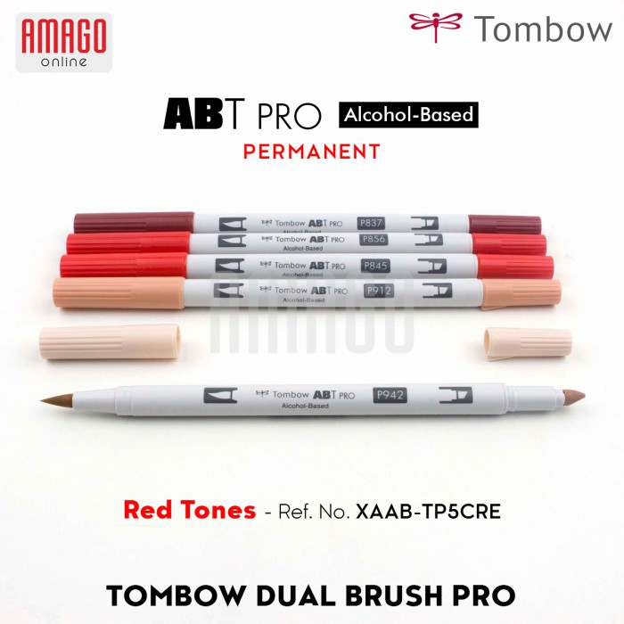 TOMBOW Dual Brush Pen ABT PRO - RED TONES - 5 packs - XAAB-TP5RE