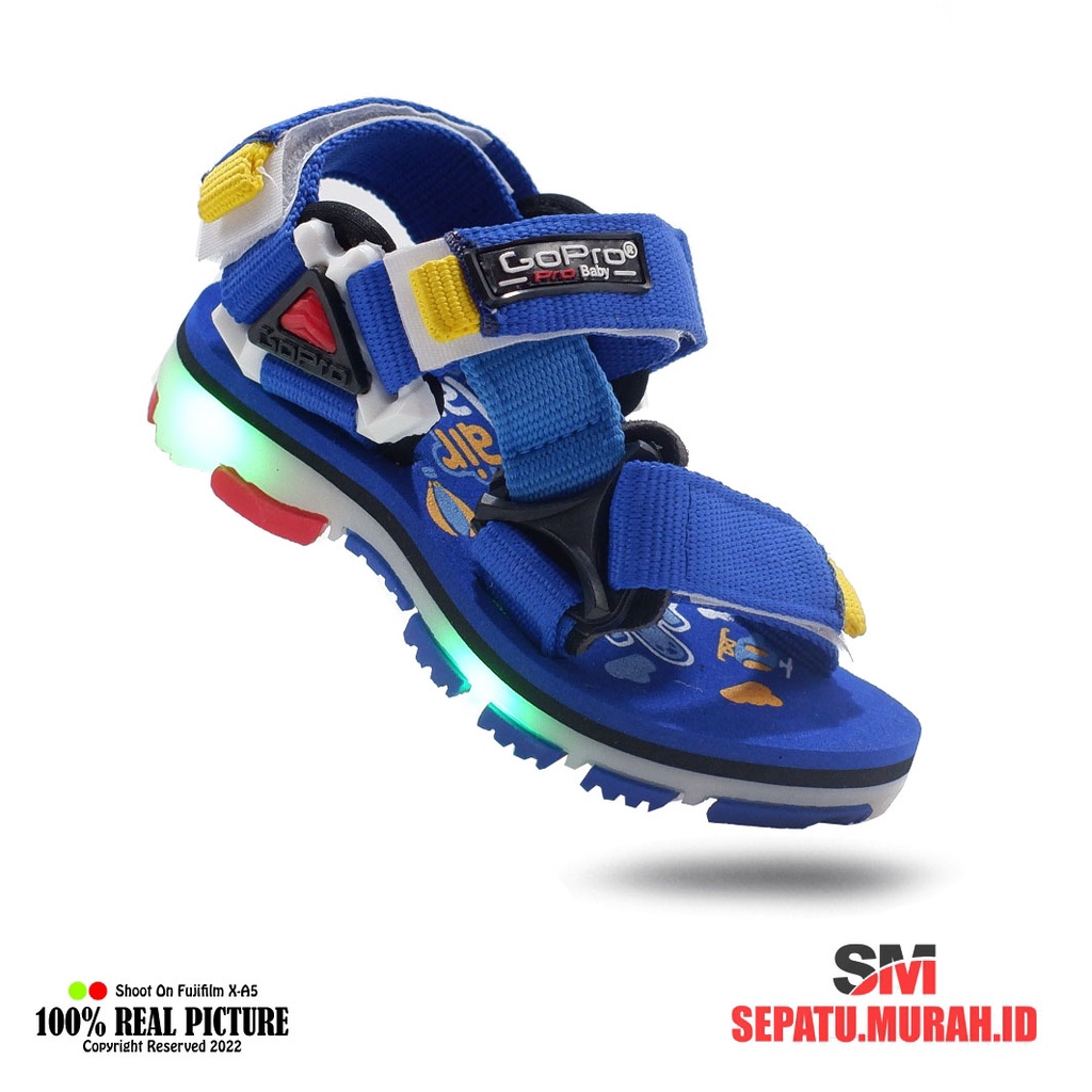 Sepatu sandal gunung anak-anak sendal gunung anak cowok laki terbaru variasi lampu menyala model tali umur 2 4 tahun Sgo Go Pro Adventure Astra promo lebaran cod murah 19-23