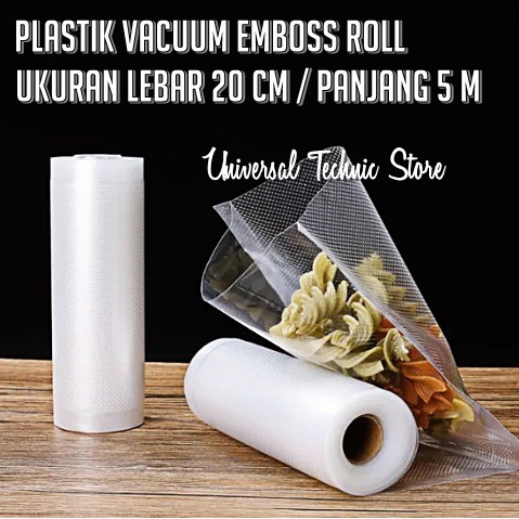 

Plastik Vacuum Sealer Emboss Roll / Gulungan Food Grade Bening Import - 20cm x 5m