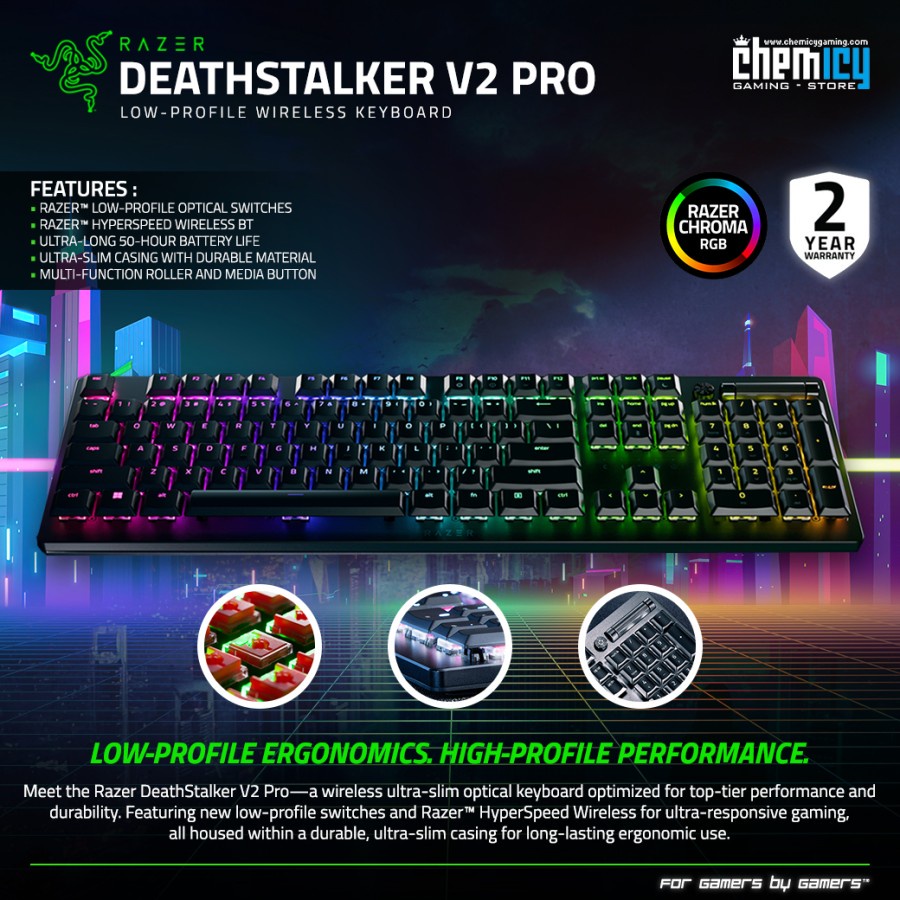 Razer DeathStalker V2 Pro Wireless Low Profile RGB Gaming Keyboard