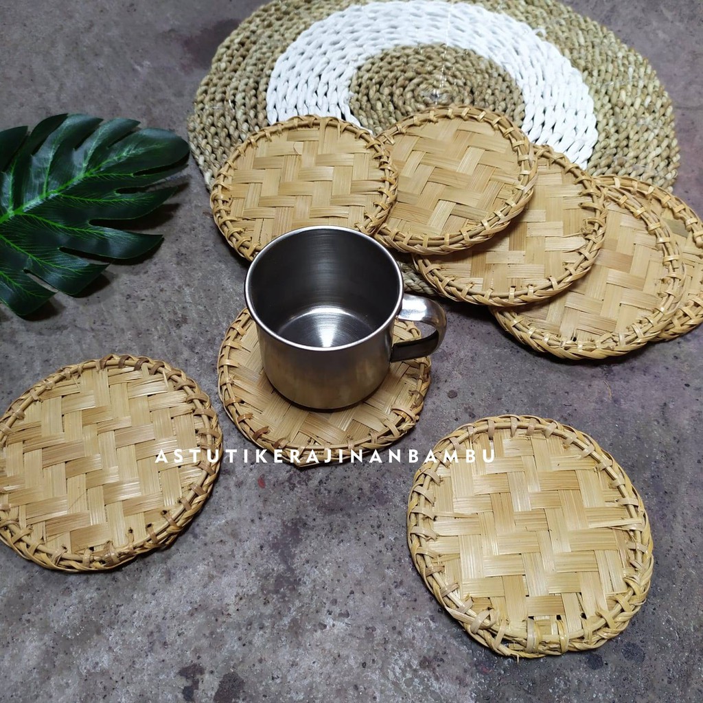 Tatakan Gelas Bambu Bulat 10 cm/Tatakan Gelas Bambu Bulat/Tatakan Gelas Unik/Tatakan Gelas Tradision