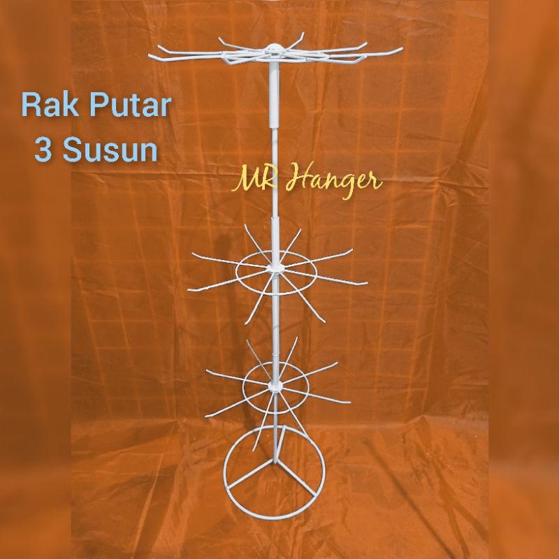 [NEW] Rak Putar Matahari 3 Susun Gantungan Aksesoris Display Besi Solo Hanger Cantolan Masterhanger