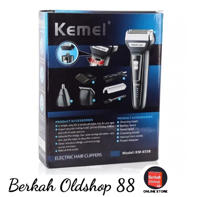 Berkah Oldshop 88 - Kemei Hair Clipper KM 6558 Alat Cukur Kumis Jenggot Bulu Hidung Rambut Multifungsi 3 in 1